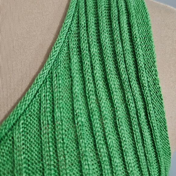 Eileen Fisher Top Ribbed Knit Sweater Green XS 100% Linen Sleeveless Minimalist - Picture 7 of 14